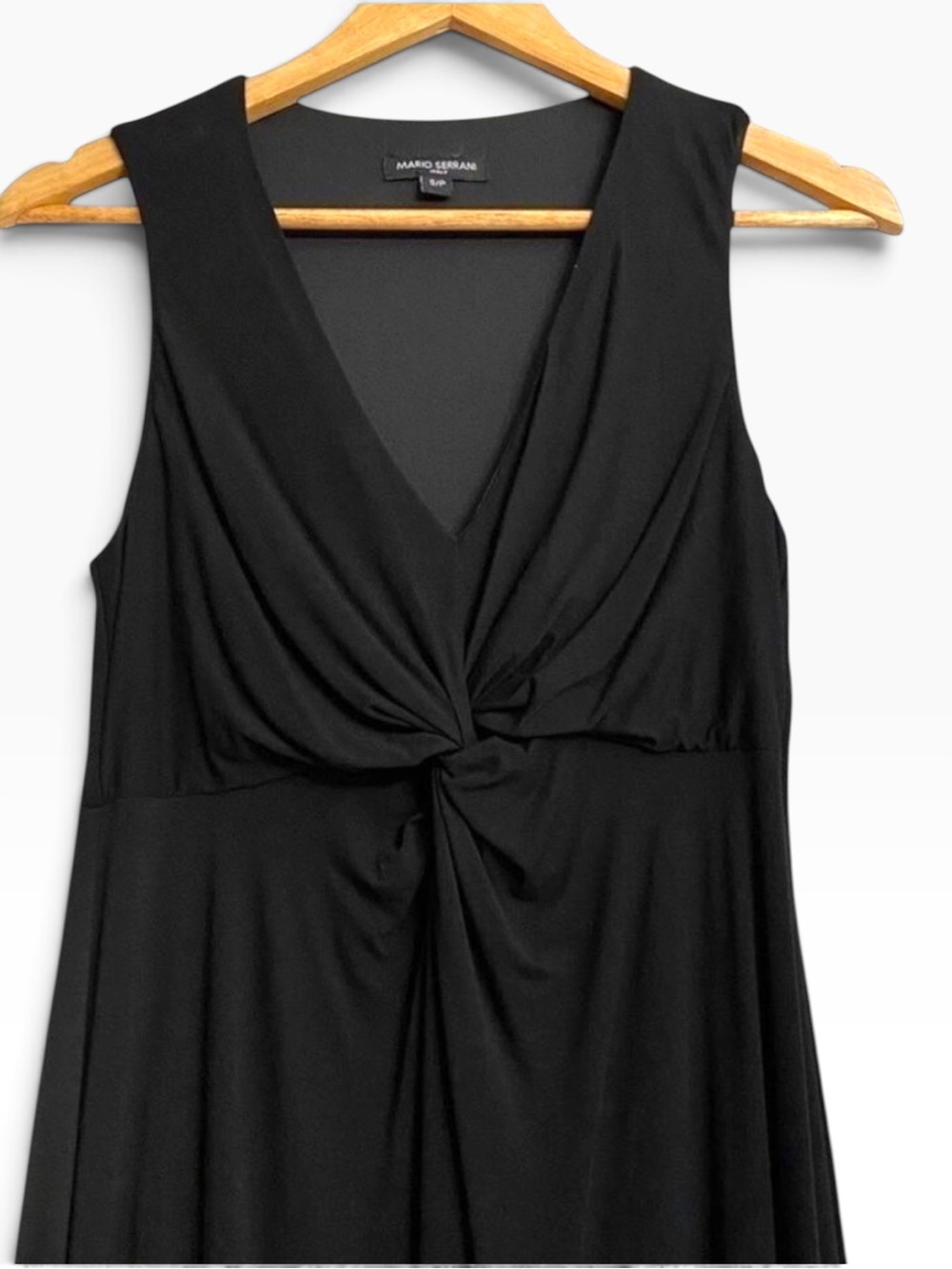 MARIO Serrani black maxi dress jersey sleeveless V neck soft jersey Small